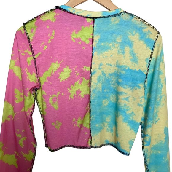 The Ragged Priest Crop Top Long Sleeve Inside Out Seam Raw Hem Women's Size Med - Picture 7 of 9